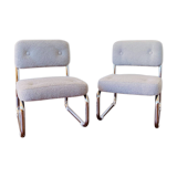 Pair of mid century armchairs / fireside chairs in French terry fabric