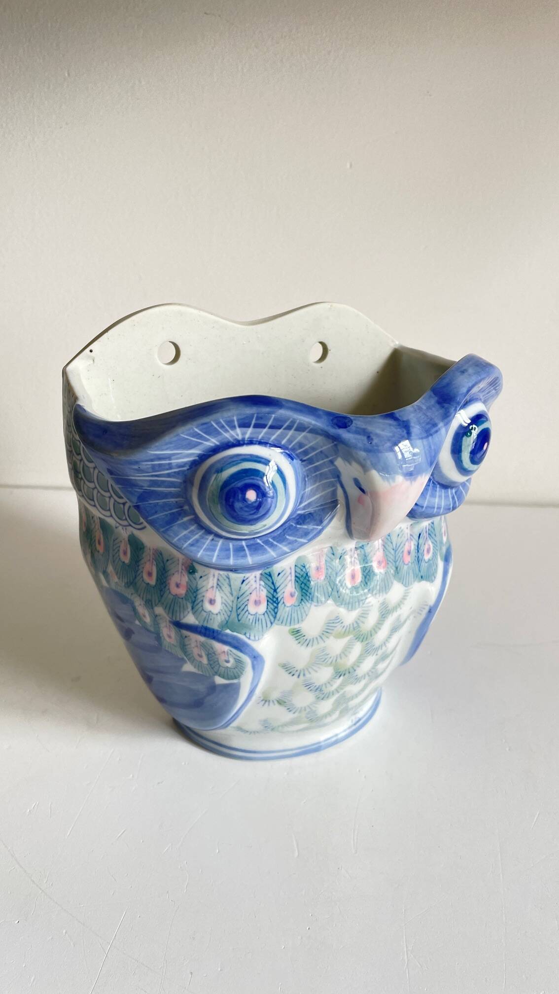 Vintage Chinese Porcelain Owl Planter