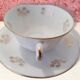 6 vintage white and gold porcelain teacups – 50s style – paste