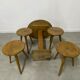 Set table and 4 wooden stools bistrot design of the 50