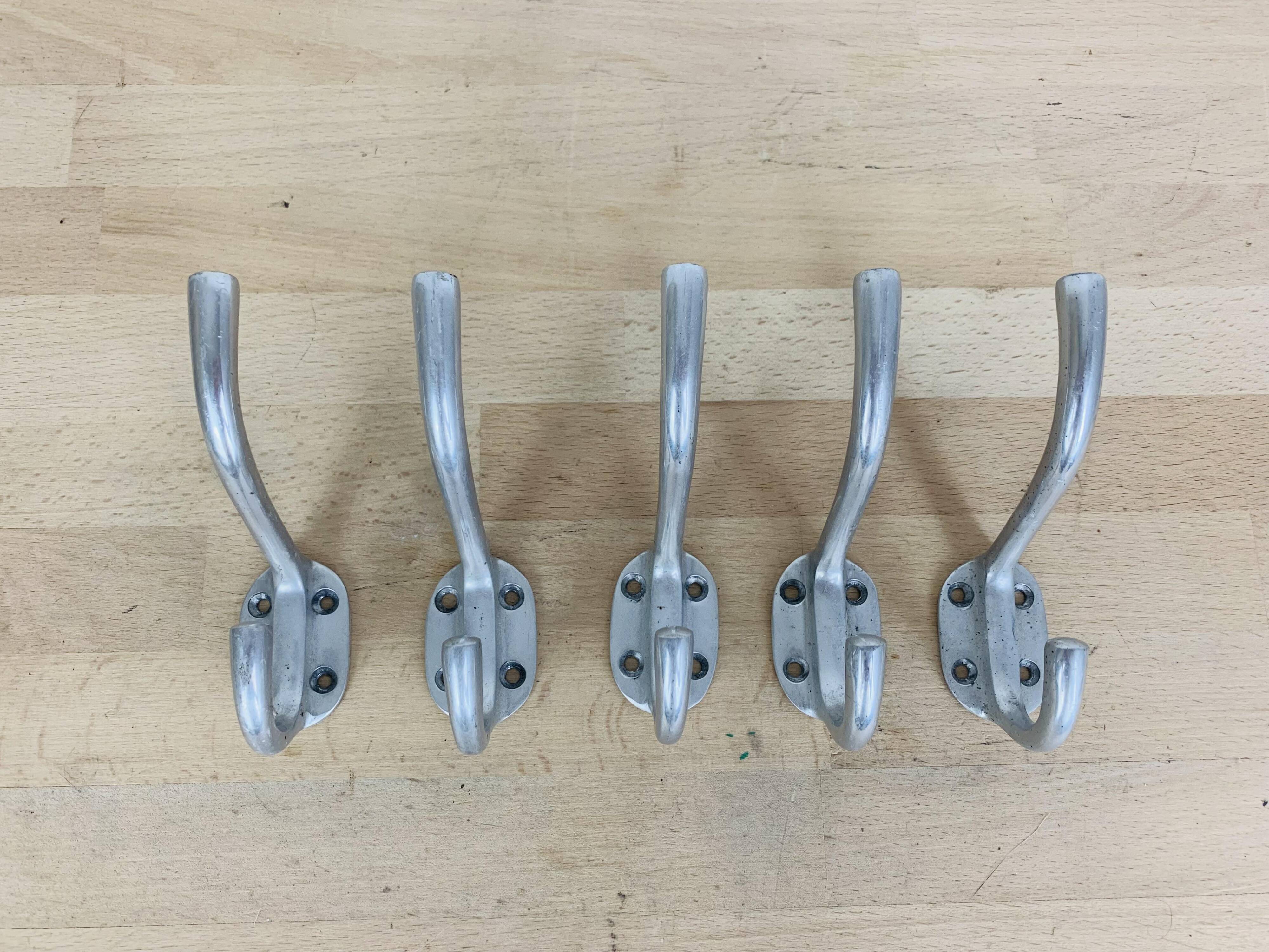 5 vintage aluminum hooks