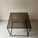 coffee table in wired metal and black smoked glass, 1970 design