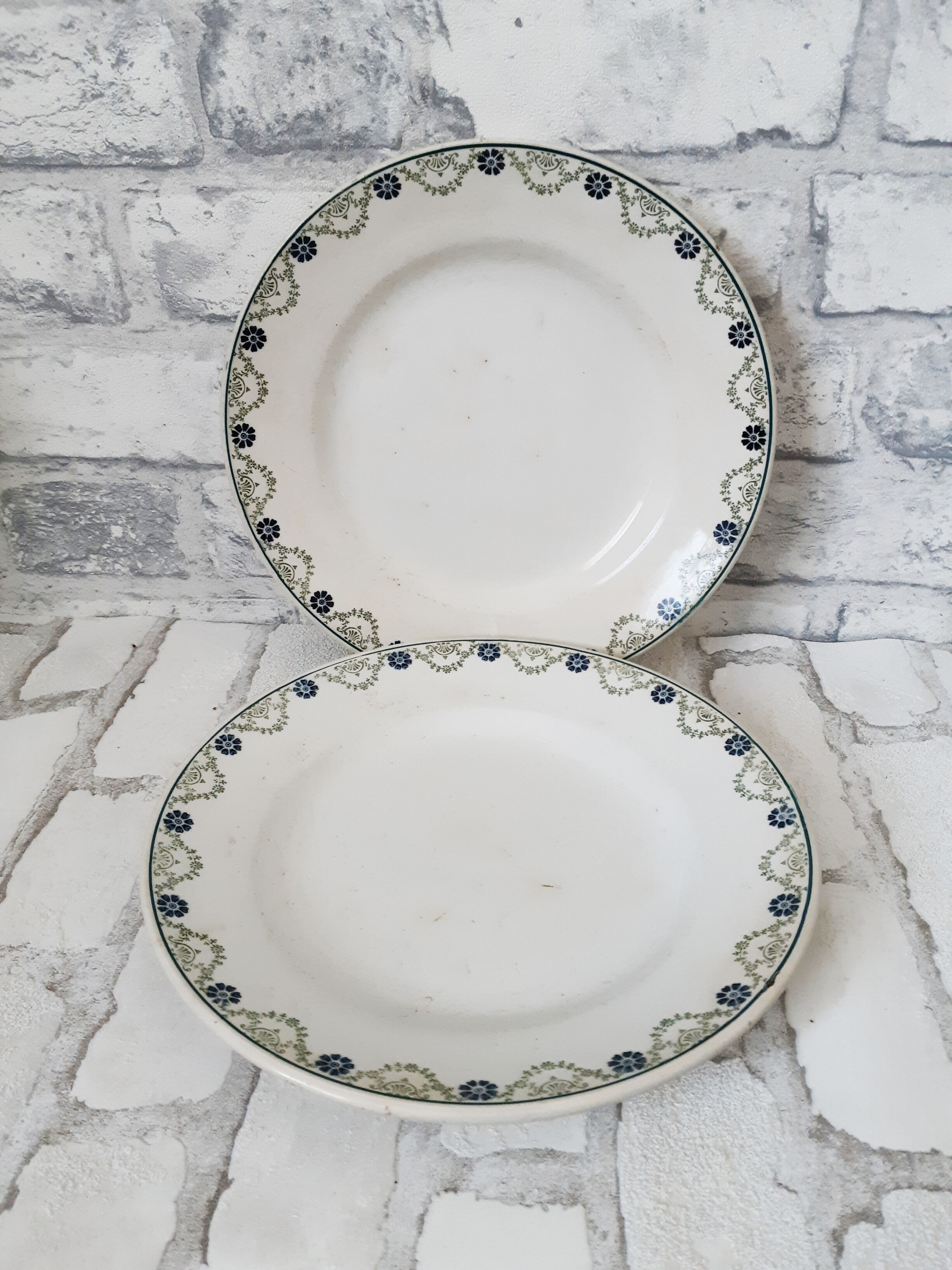 Flat earthenware plates from Saint Amand, iron earth