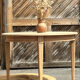 Round table with 2 extensions in raw solid wood - renovated antique table