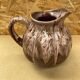 Antique melon pitcher flamed ceramic brown & pink vintage