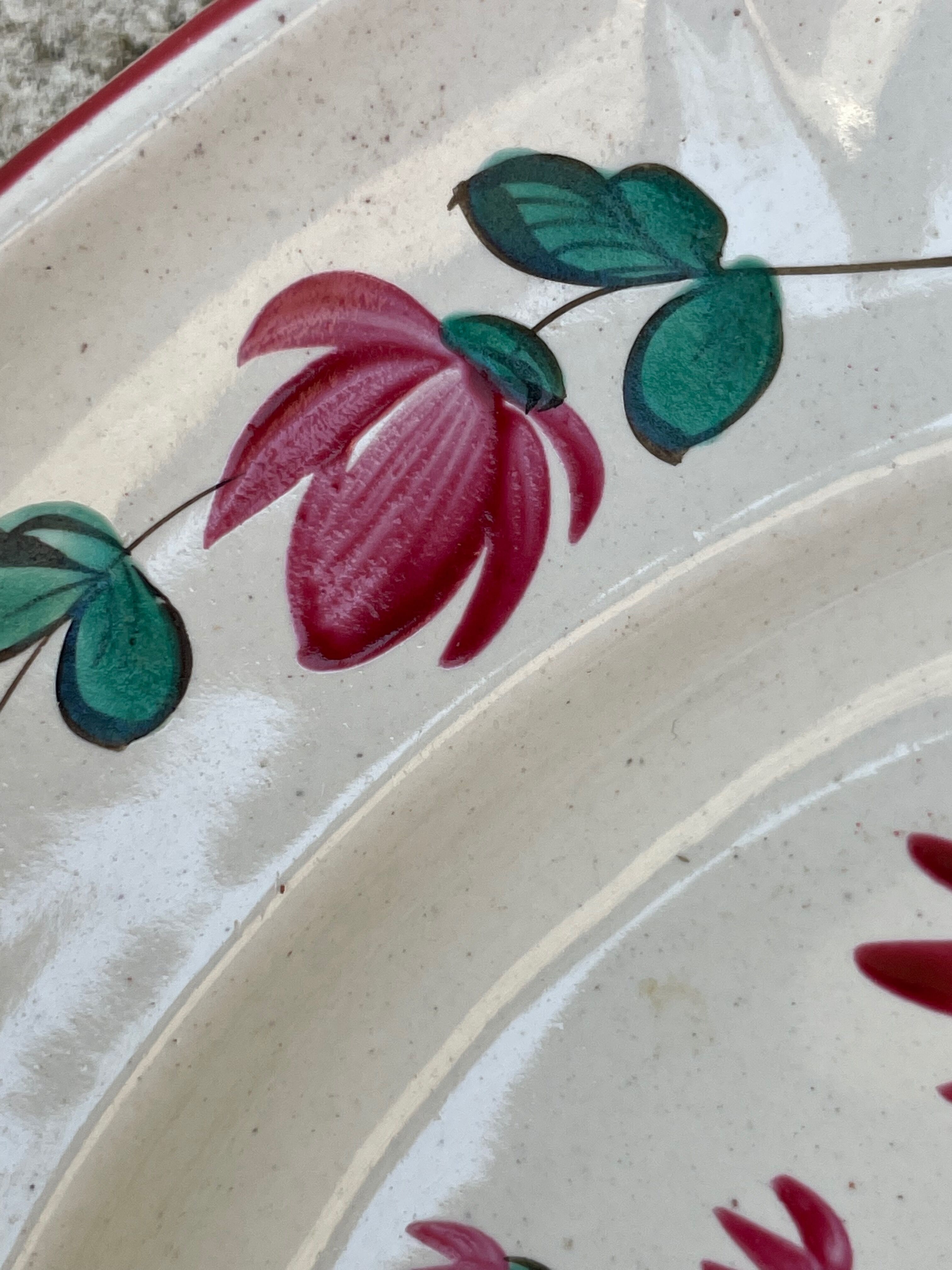 Antique plate with floral pattern, pink.