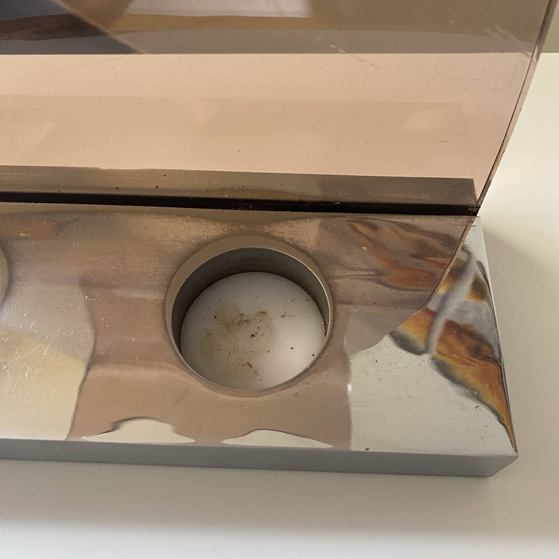 Roche Bobois designer umbrella stand in smoked plexiglass