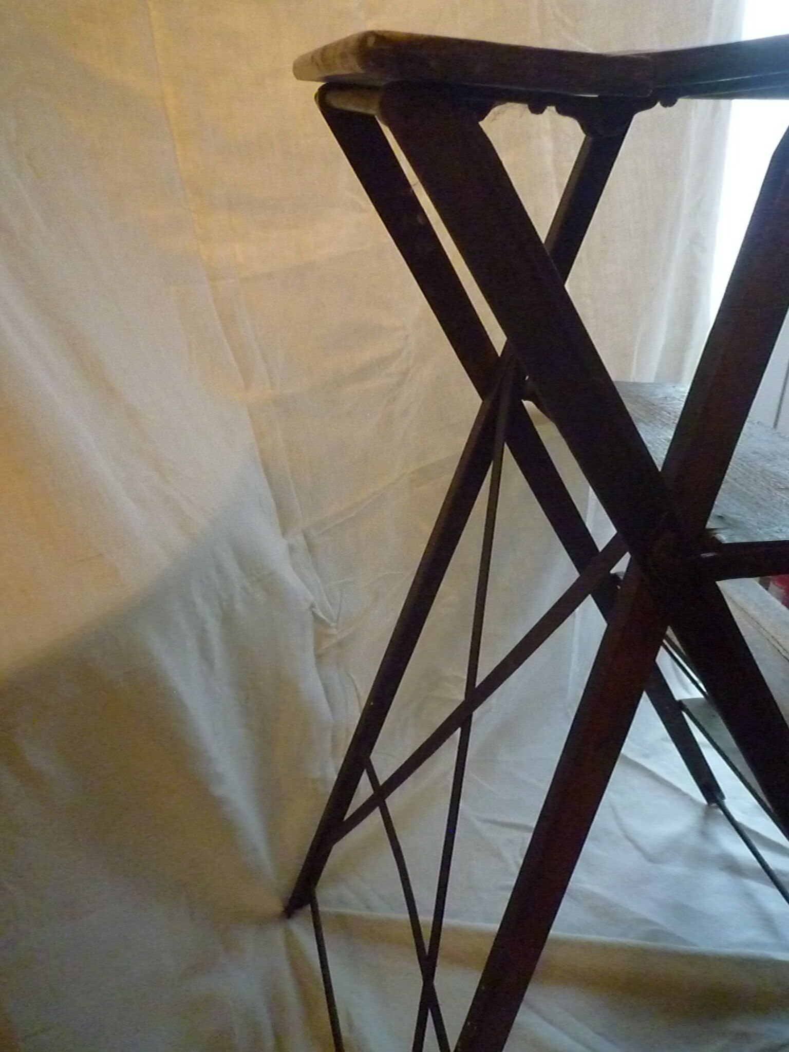 Industrial metal and wood workshop stepladder
