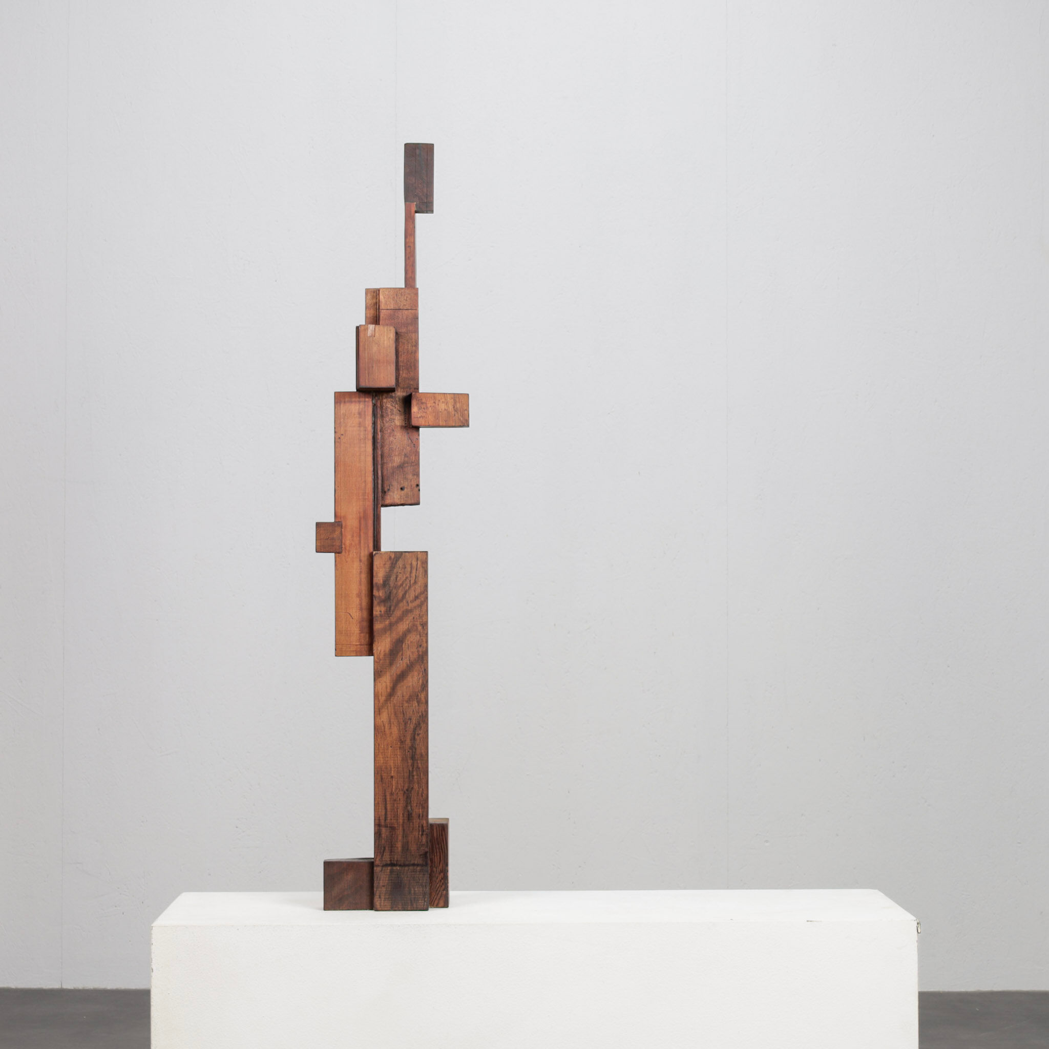 Abstract constructivist wooden sculpture, Netherlands, 1970s