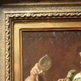 Painting by Fritz Wagner (1896-1939) - oil on wood - signed - wine tasting