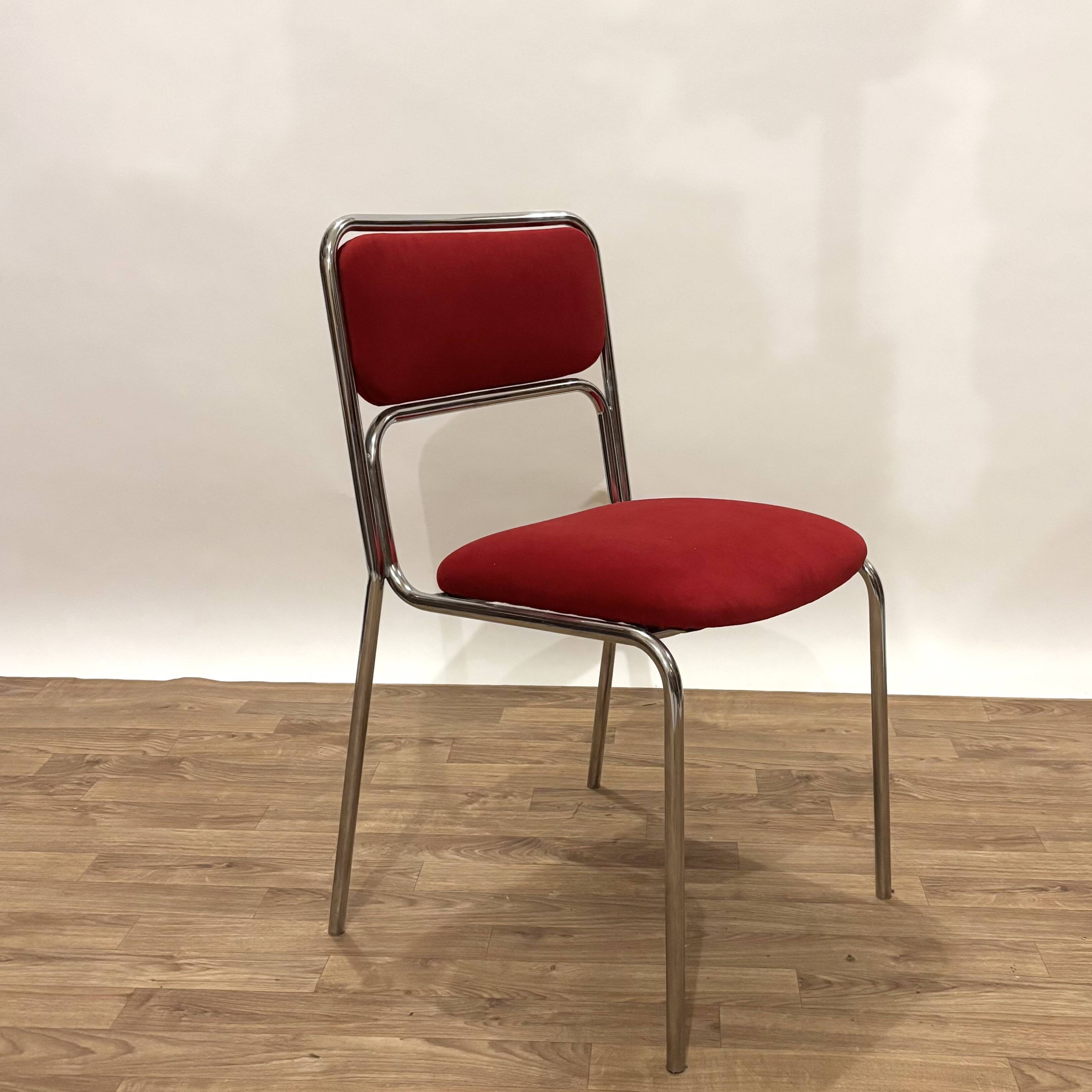 1970s chrome metal chairs, reupholstered