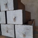 Lot 10 tiroirs anciens atelier poignées bronze