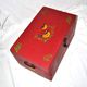 Vintage wooden trunk – toy chest or music box with painted stencil bird decoration.