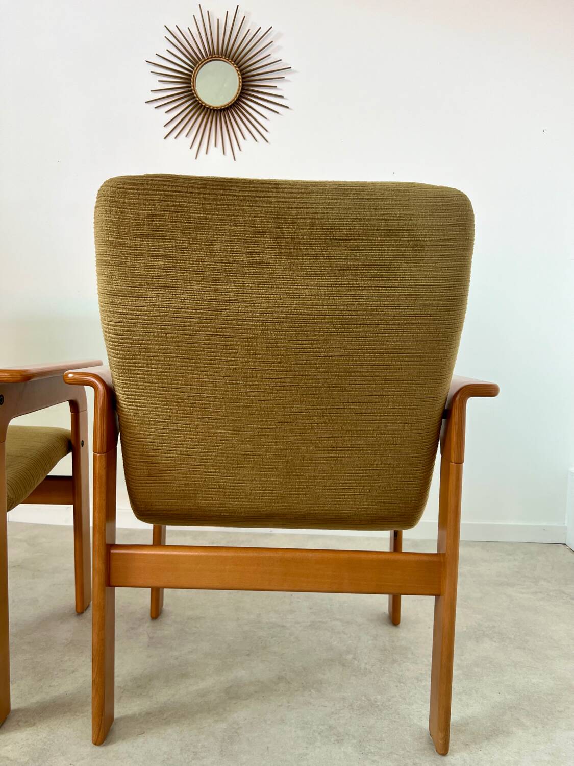 Set of 2 bridge armchairs from the 70s design Bruno Rey vintage solid beech
