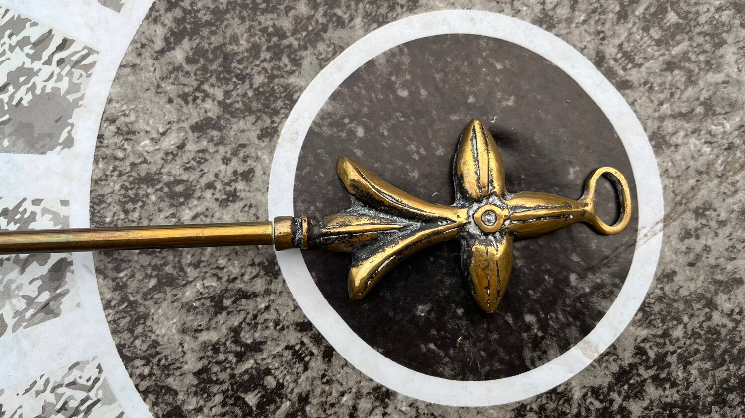 Old brass fireplace set