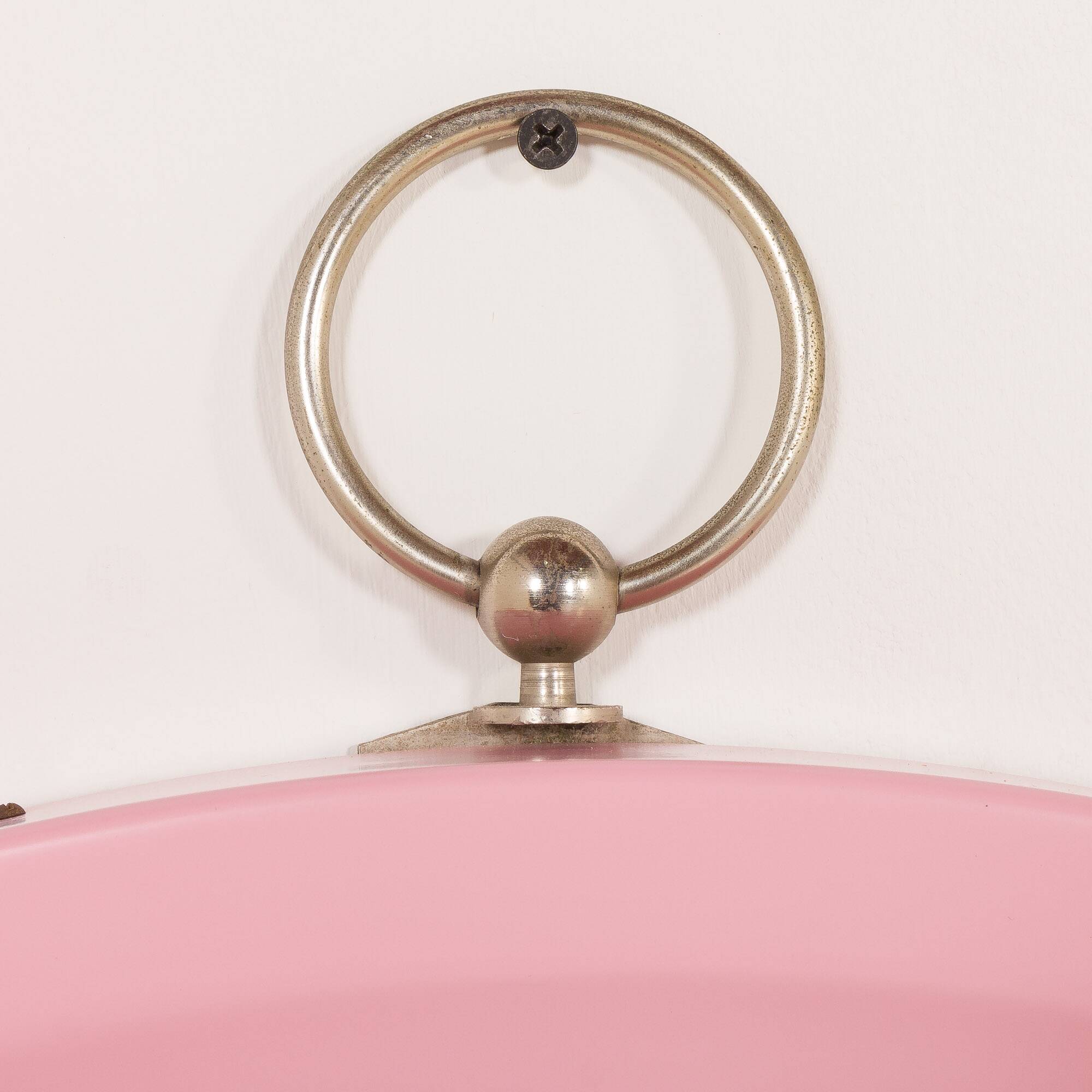Italian pink mirror in the style of Artemide, 1970s