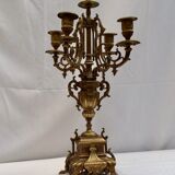 Ancient bronze candelabra 5 branches on a pedestal resting lion legs H-45cm- P-24cm