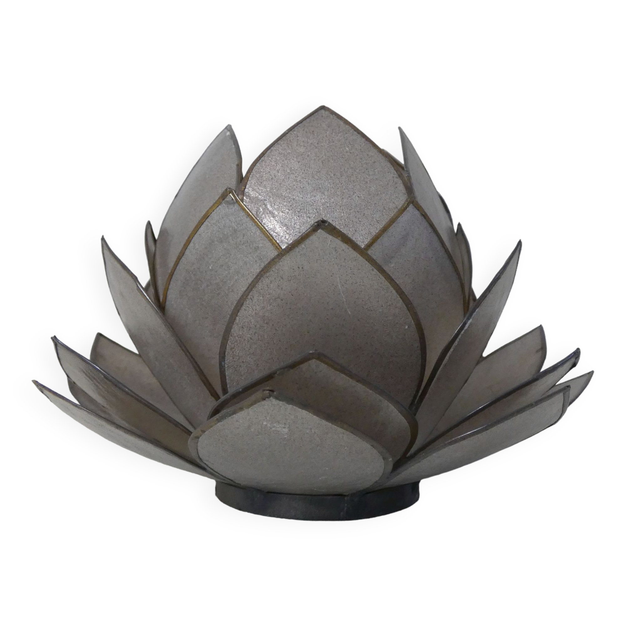 Lotus flower photophore in mother-of-pearl and brass
