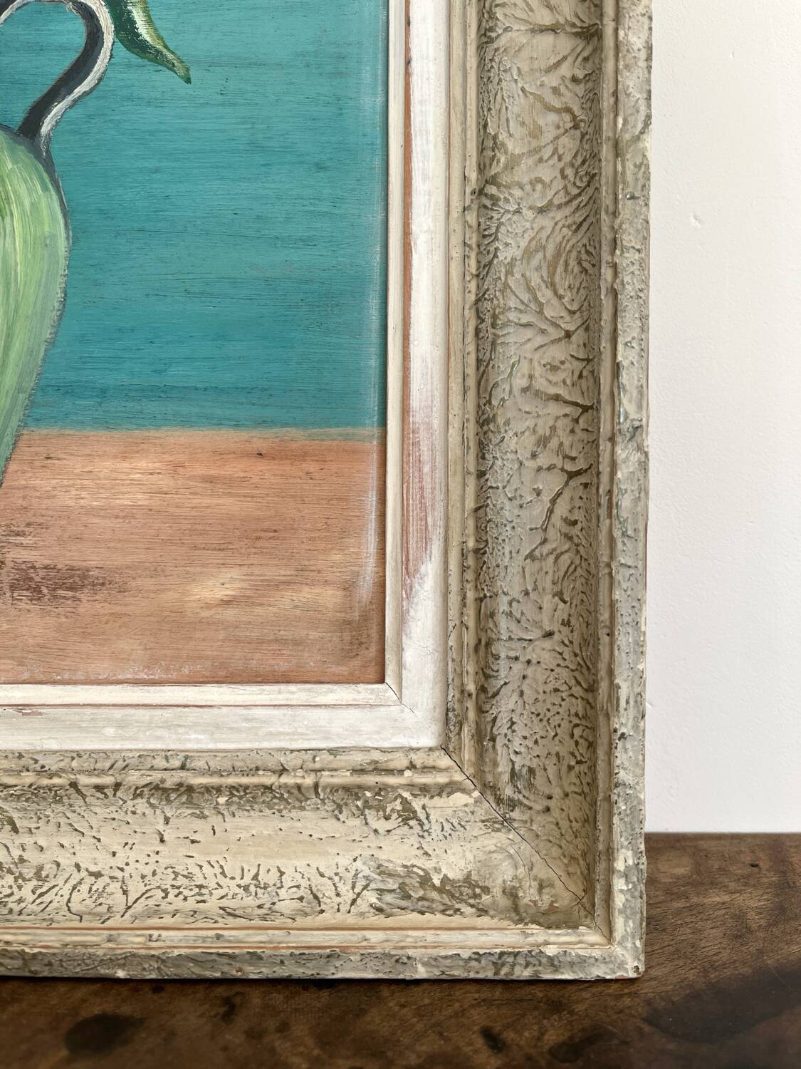 Antique painting, oil on panel, bouquet of peonies