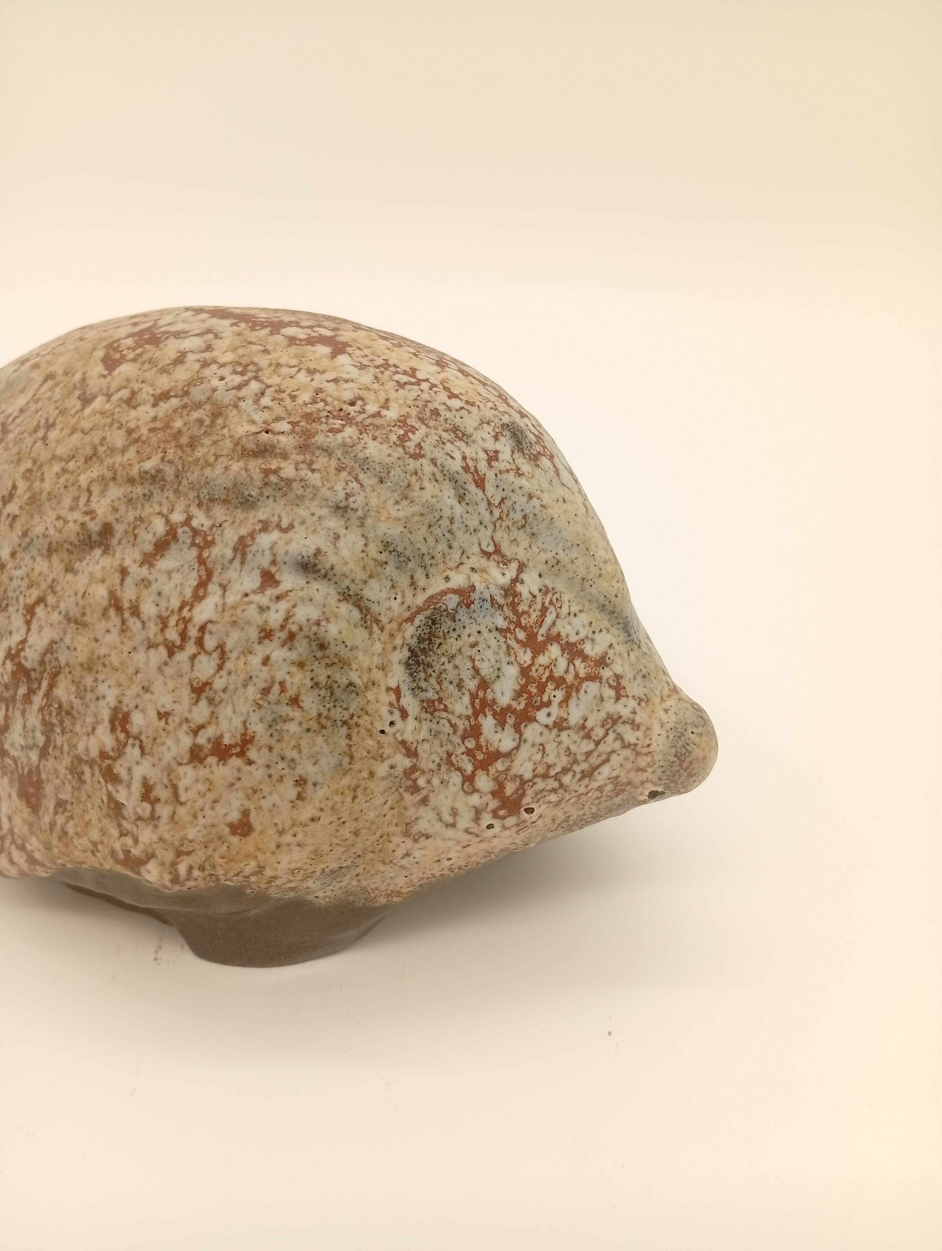 Hedgehog Statuette Zoomorphic Brutalist Sculpture Molded Pottery 20th Century