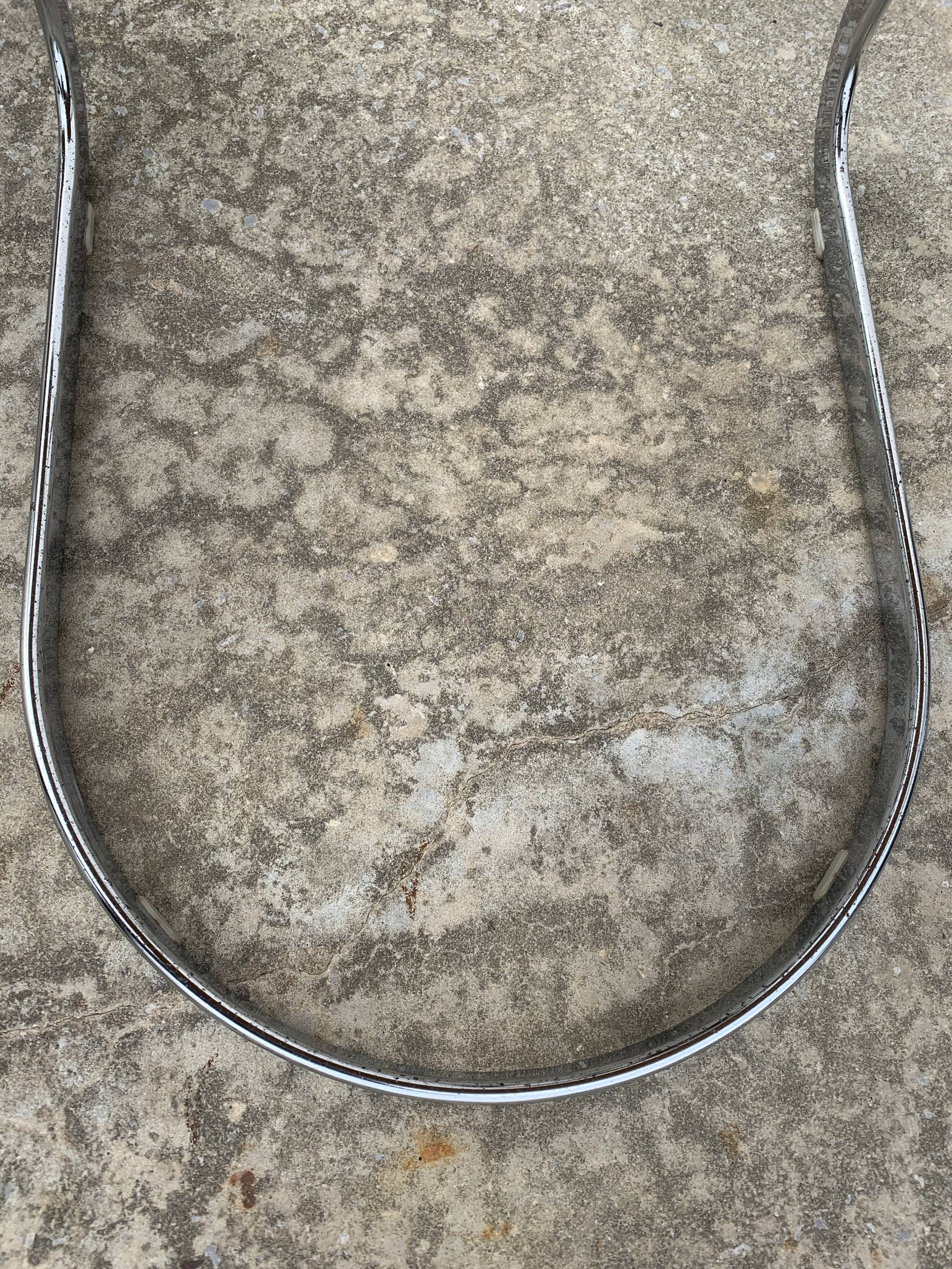 Lot 4 Italian chairs, Cidue camel leather and chrome 1970