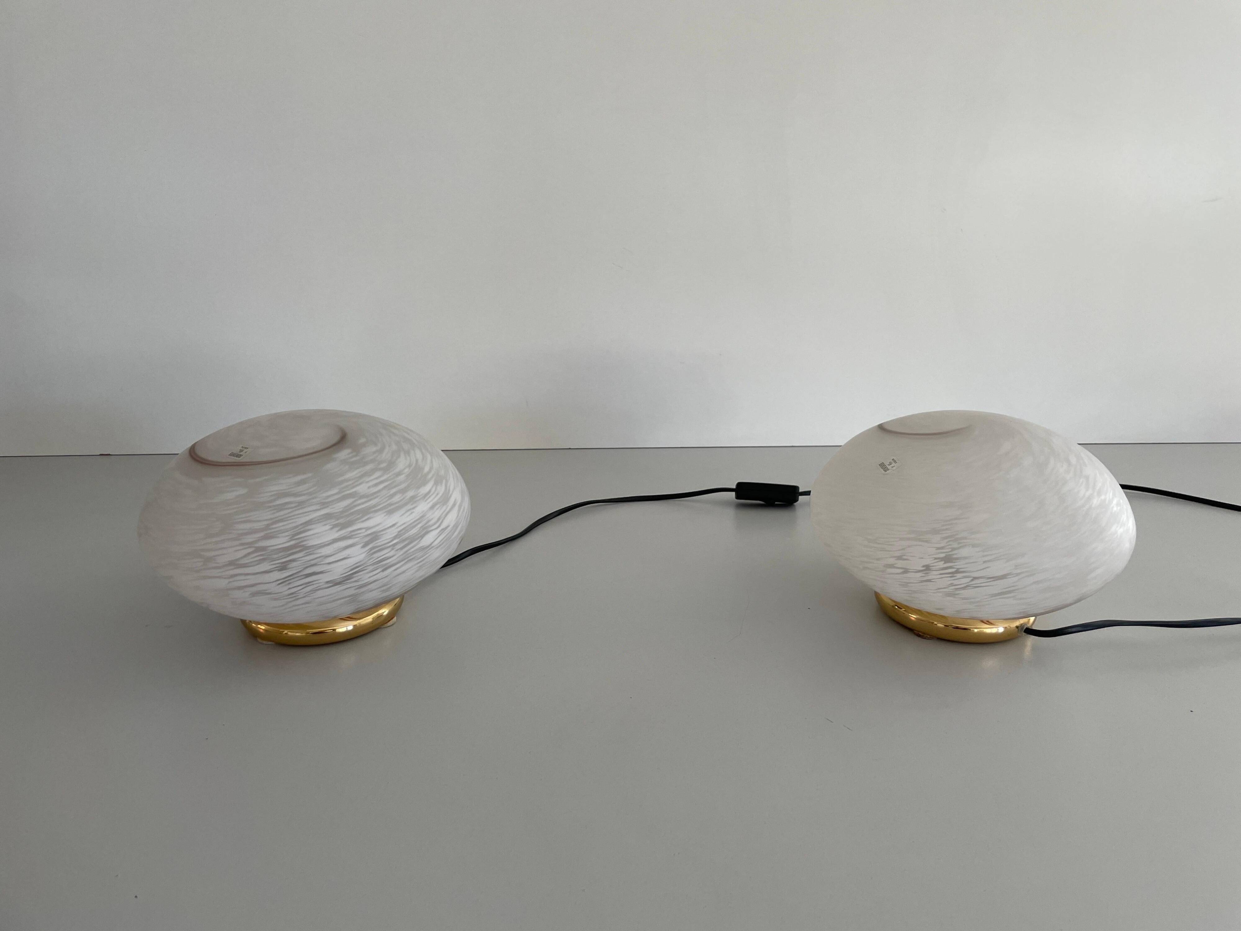 Pair of mid-century glass table lamps by Vetri Murano, 1960s, Italy.