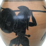 Reproduction of a Greek Attic-style black-figure vase depicting warriors