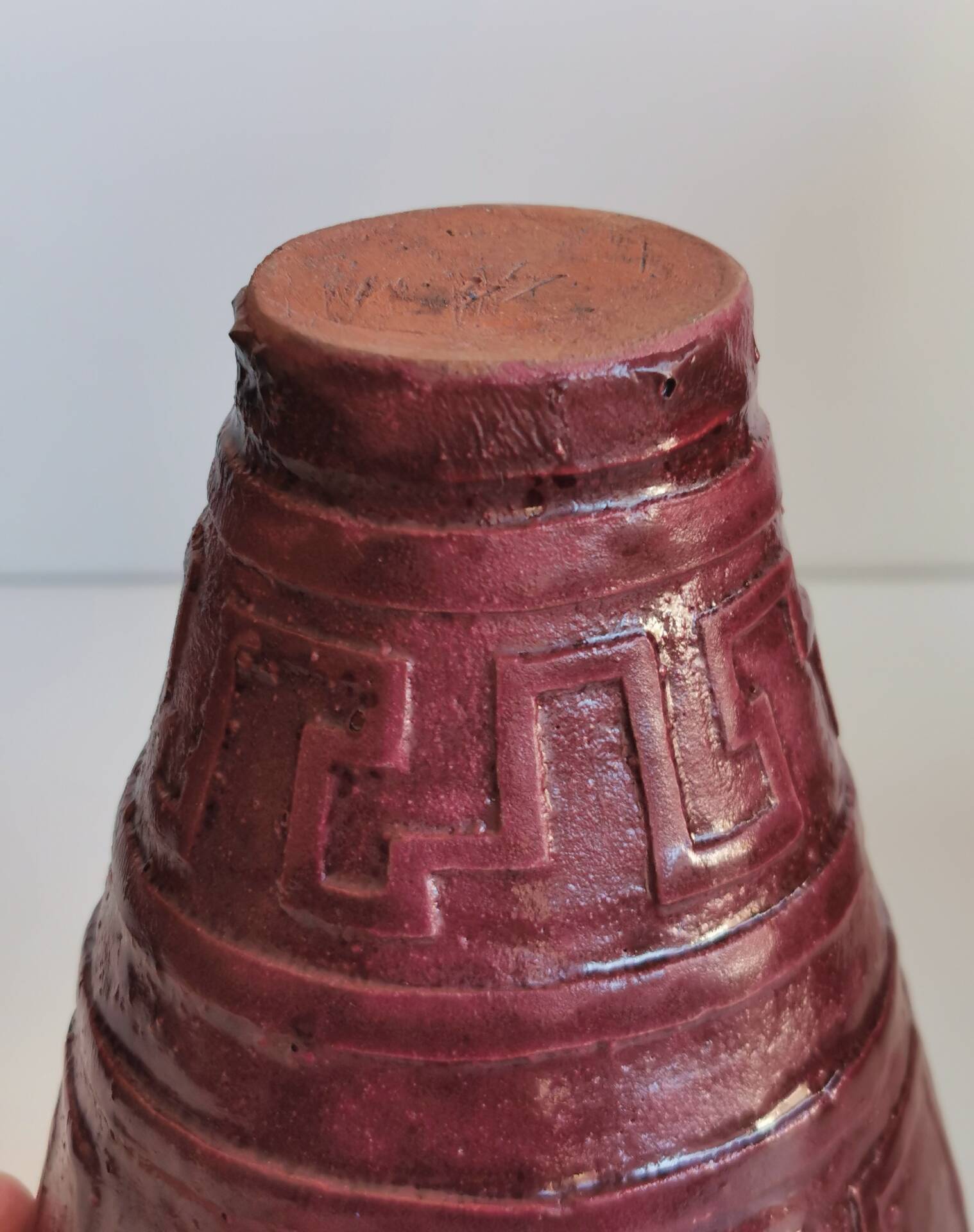 Glazed terracotta vase Art Deco signed WW