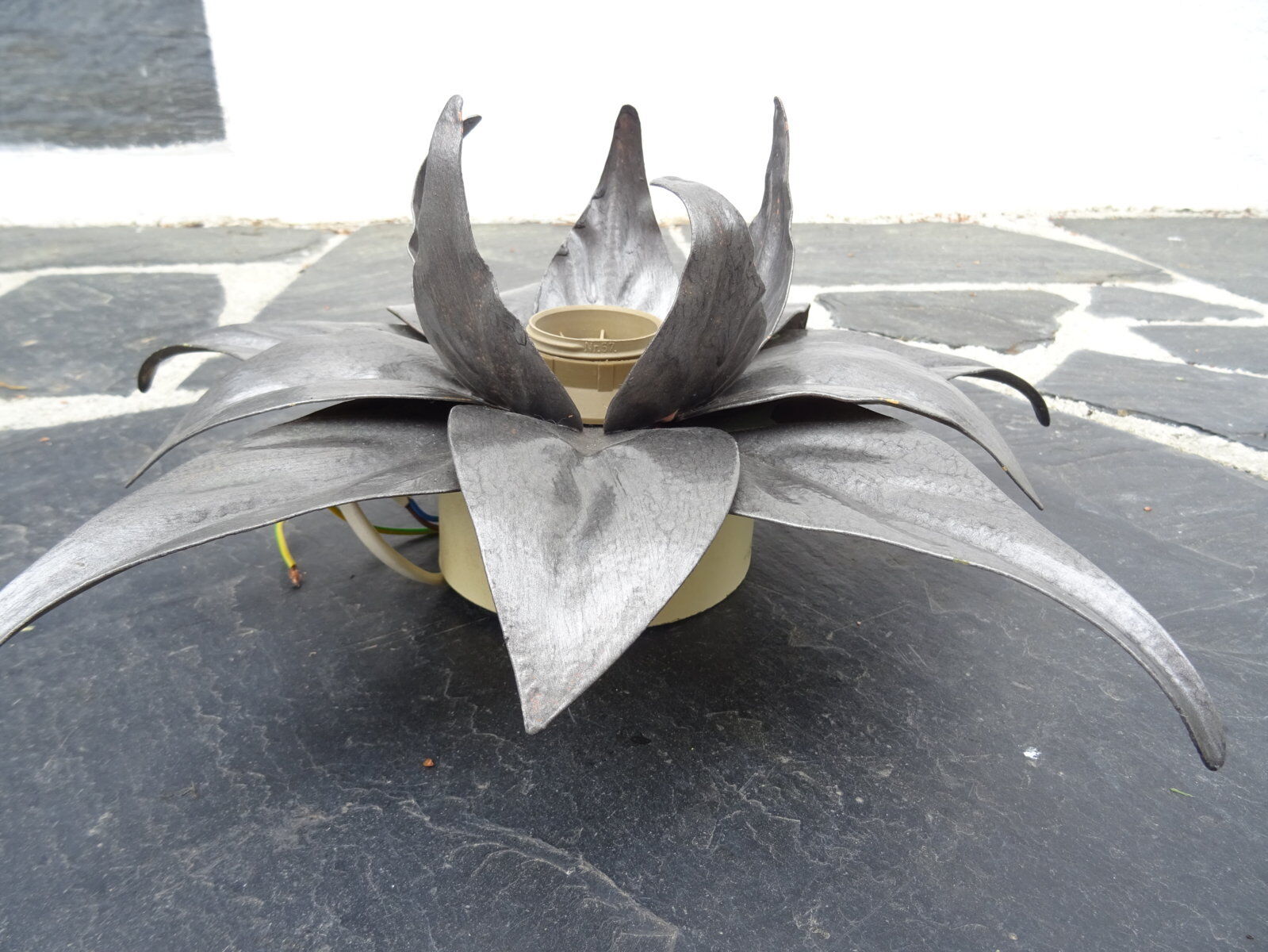 Italian silver metal flower wall lamp