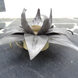 Italian silver metal flower wall lamp