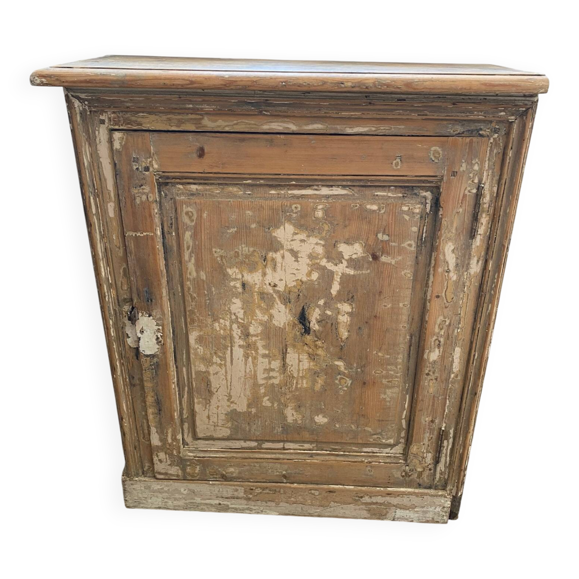 One-door stripped pine sideboard