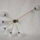 Chandelier vintage Stilnovo des années 60 en laiton et verre, 6xE14.