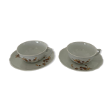 2 cups and porcelain saucers from Chauvigny