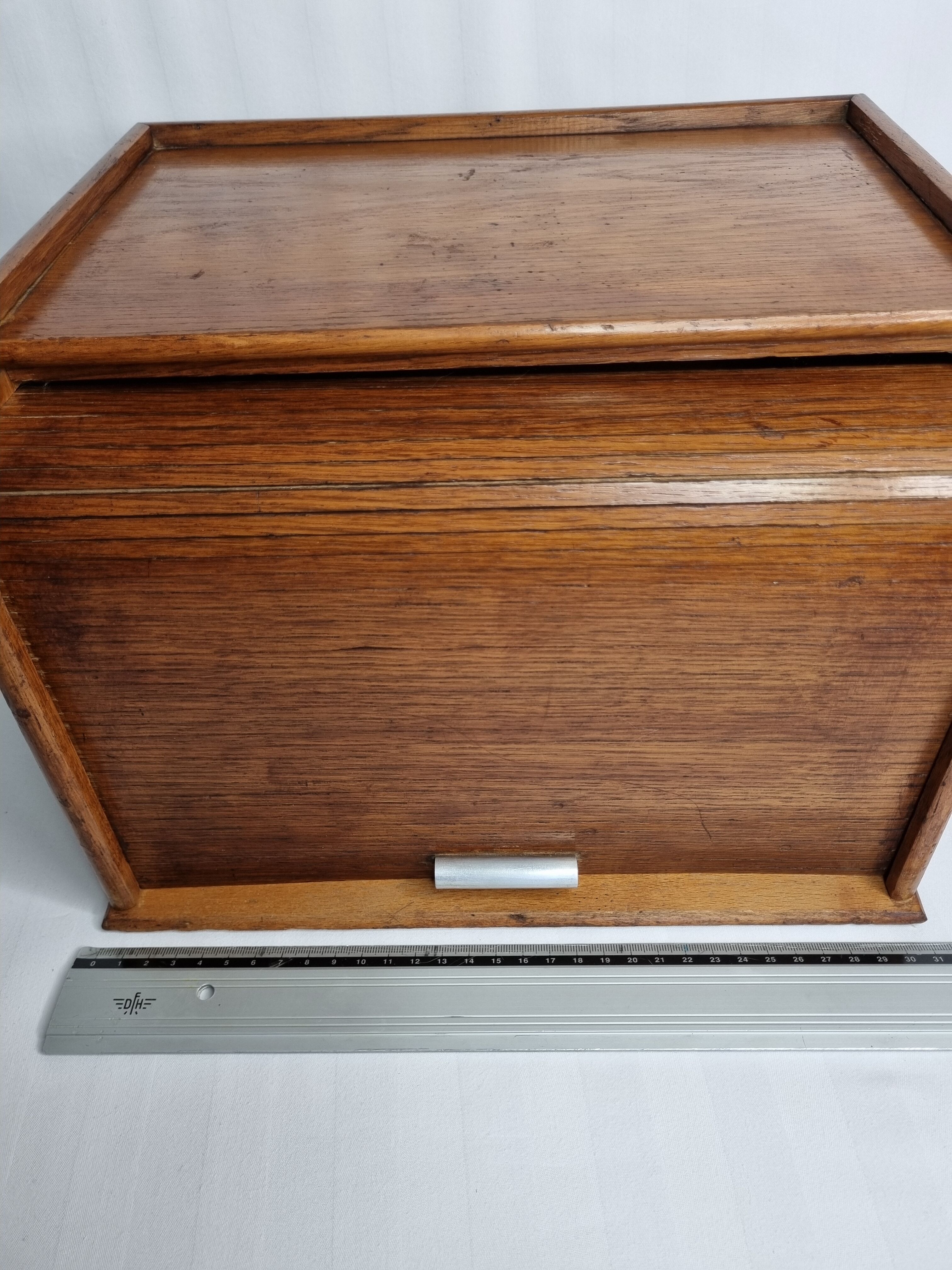 Letter door with roller shutter style art deco light oak