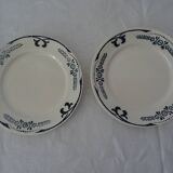 2 Old earthenware dinner plates 2263 Badonviller empire green PARIS