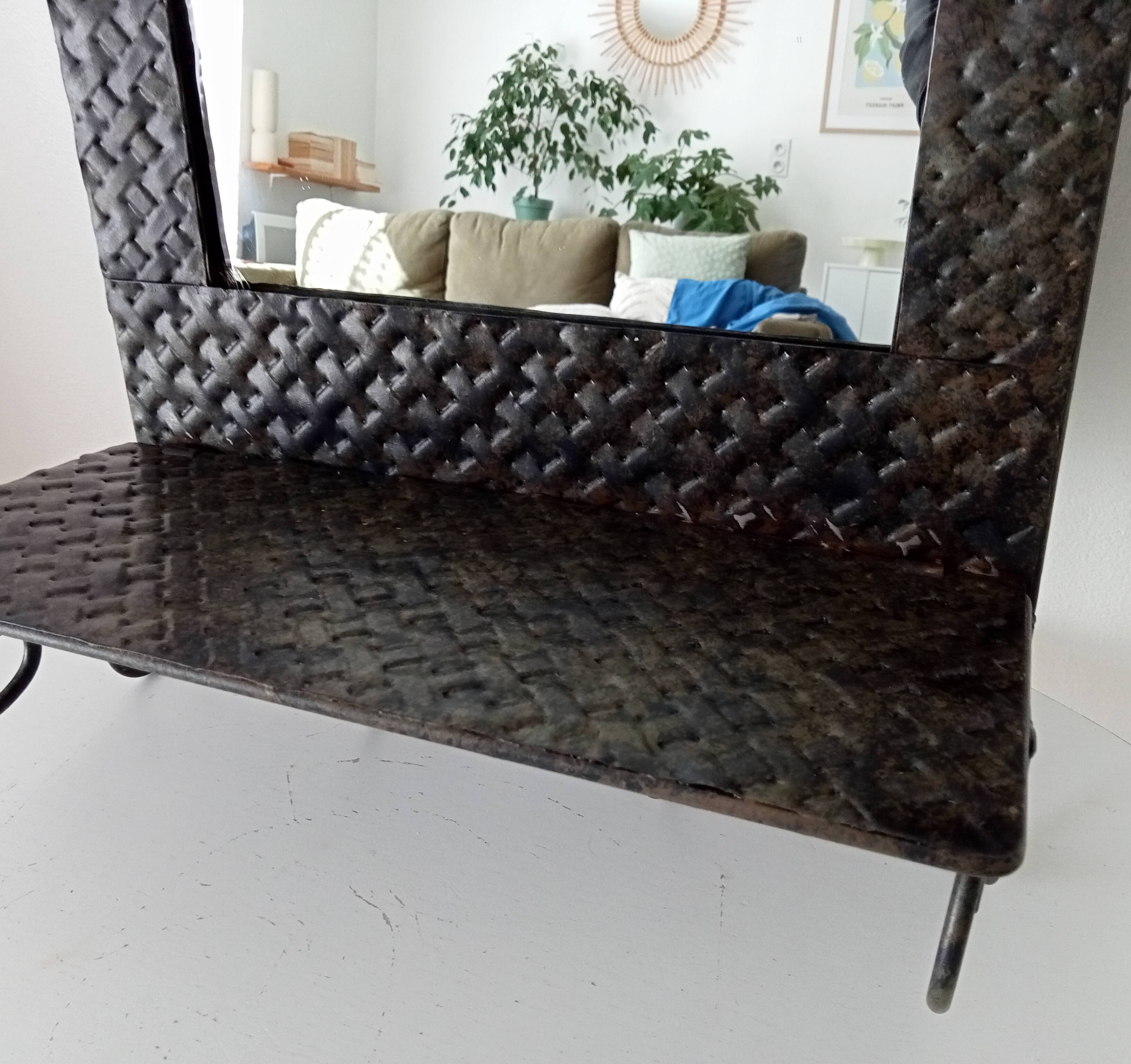 Vintage wrought iron tablet mirror