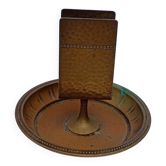 1920s Art Deco Hand-Hammered Brass Matchbox Holder & Ashtray by WMF