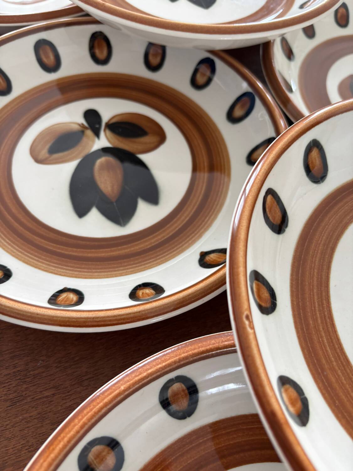 Set of 8 vintage Boch La Louviere soup plates, 1970s, kimono model