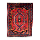 Vintage 1930s Persian Hamadan rug, geometric medallion, 105cm x 143cm (3'5" x 4'8") - 1C1276