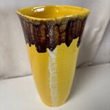 Vase ancien vintage céramique jaune