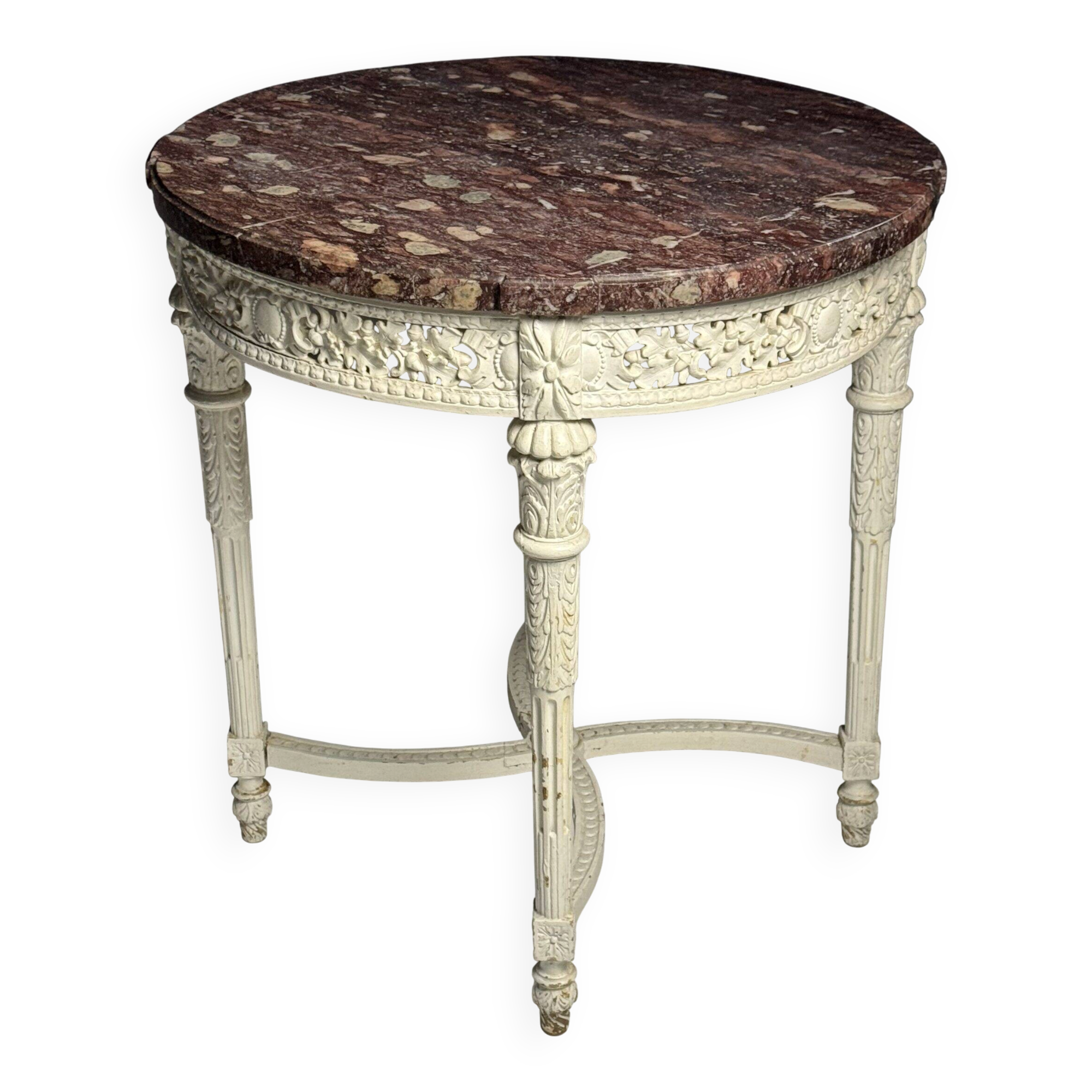 Table de café guéridon en marbre rouge du 19ème siècle