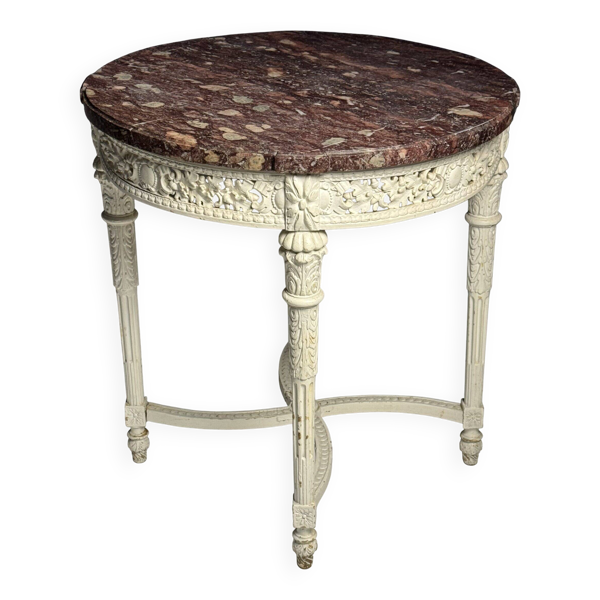 Table de café guéridon en marbre rouge du 19ème siècle