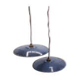 Pair of blue enamelled metal suspensions
