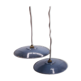 Pair of blue enamelled metal suspensions