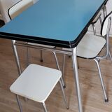 Formica extension table set, 2 chairs and 2 stools