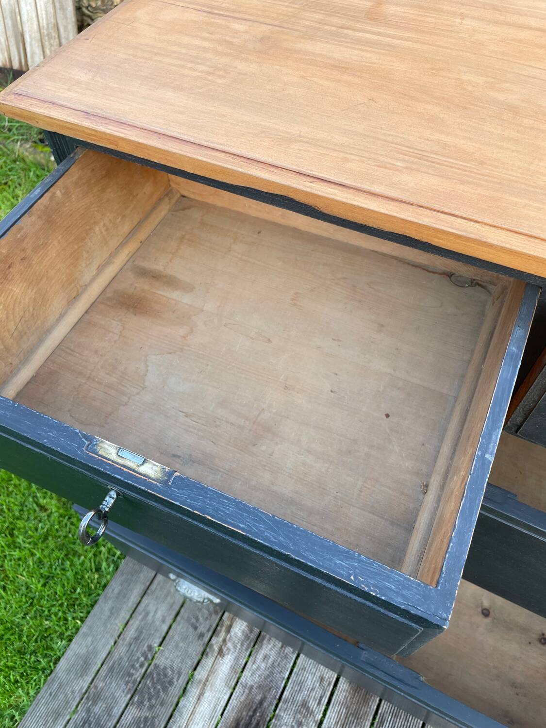 Vintage black patina chest of drawers