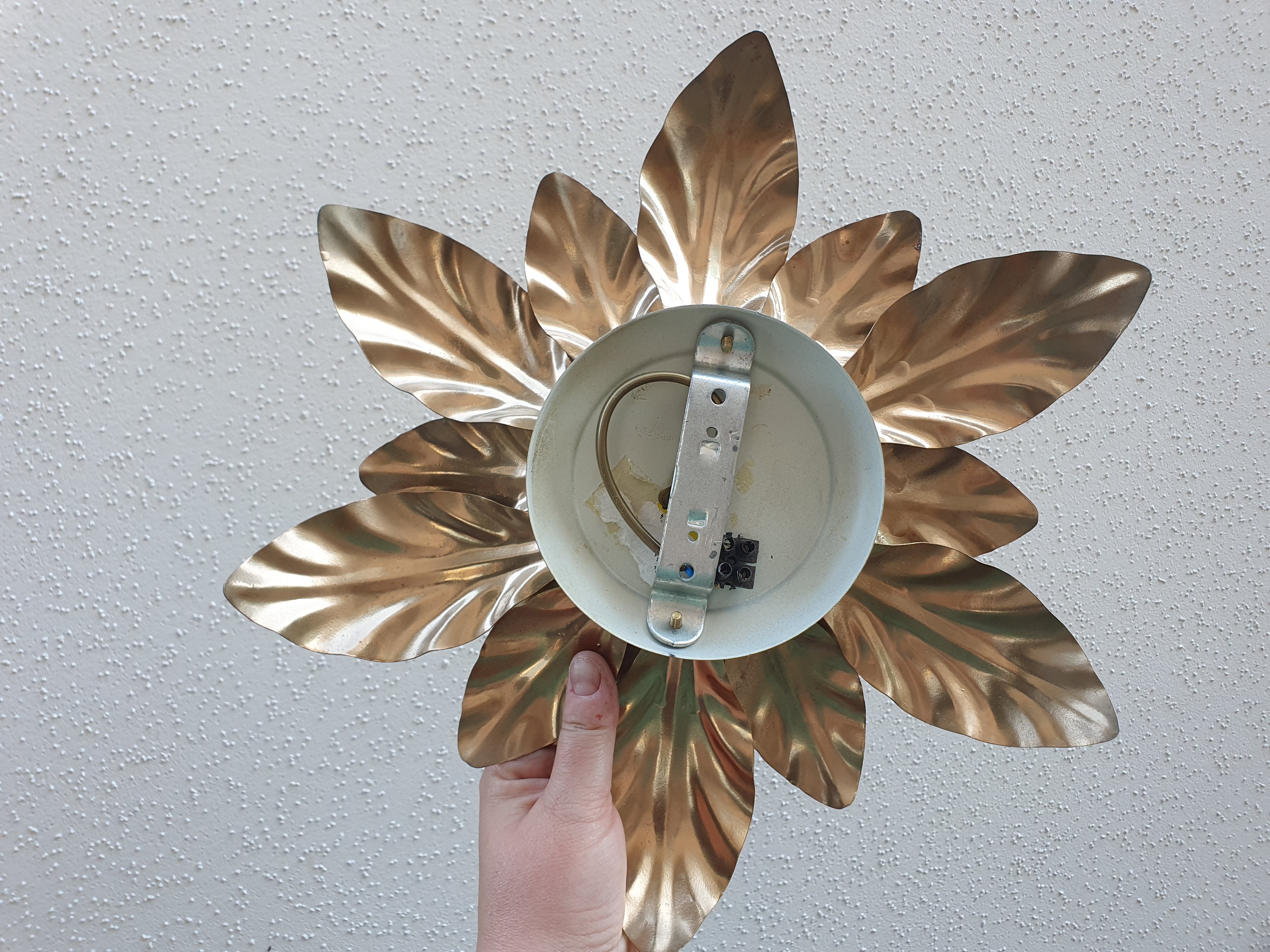 Paire d'appliques : fleurs dorées