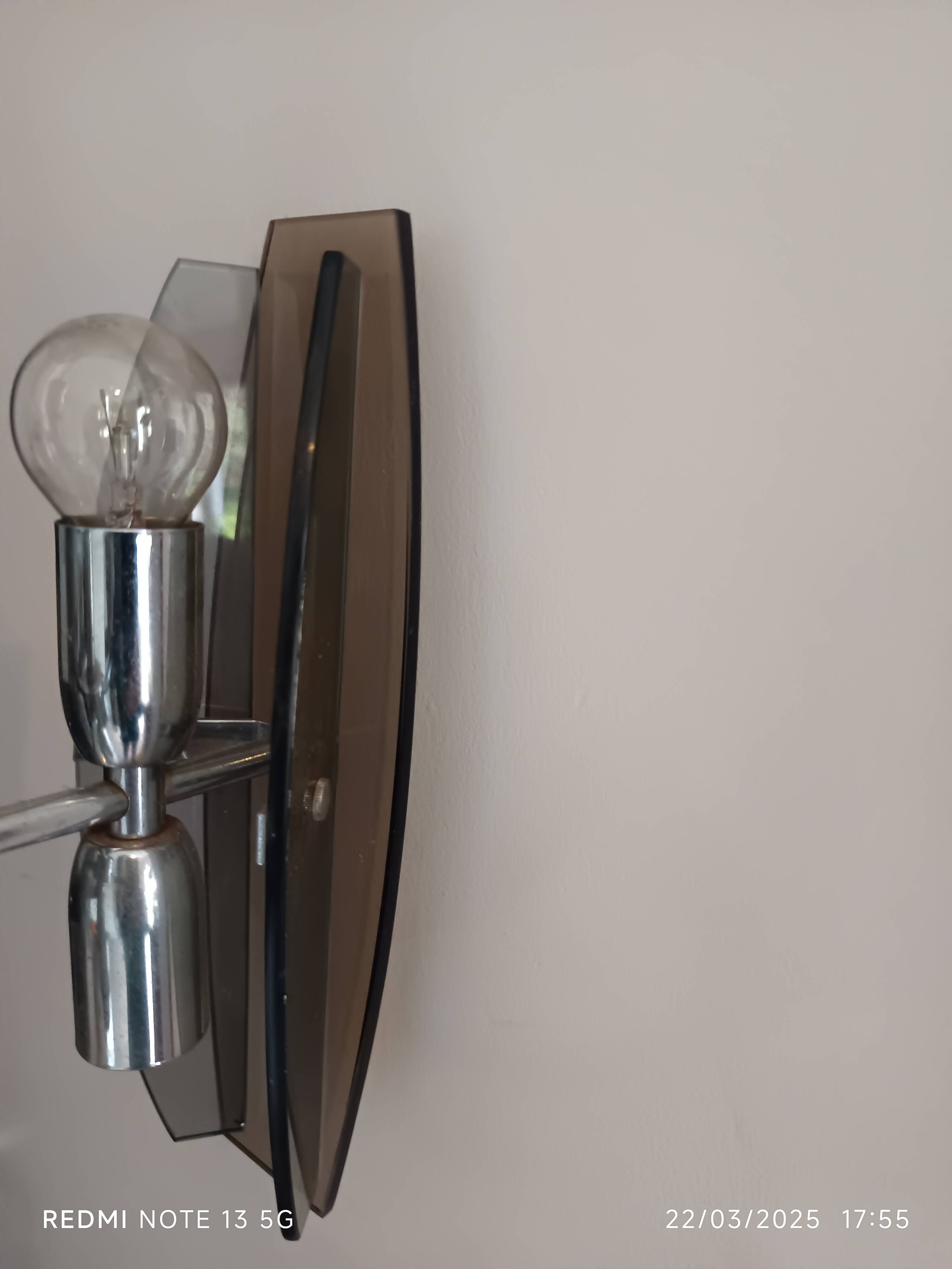 Veca style design pendant chandelier smoked glass 1960 6 lights