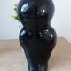 Statuette owl lacquered black and gold asian style