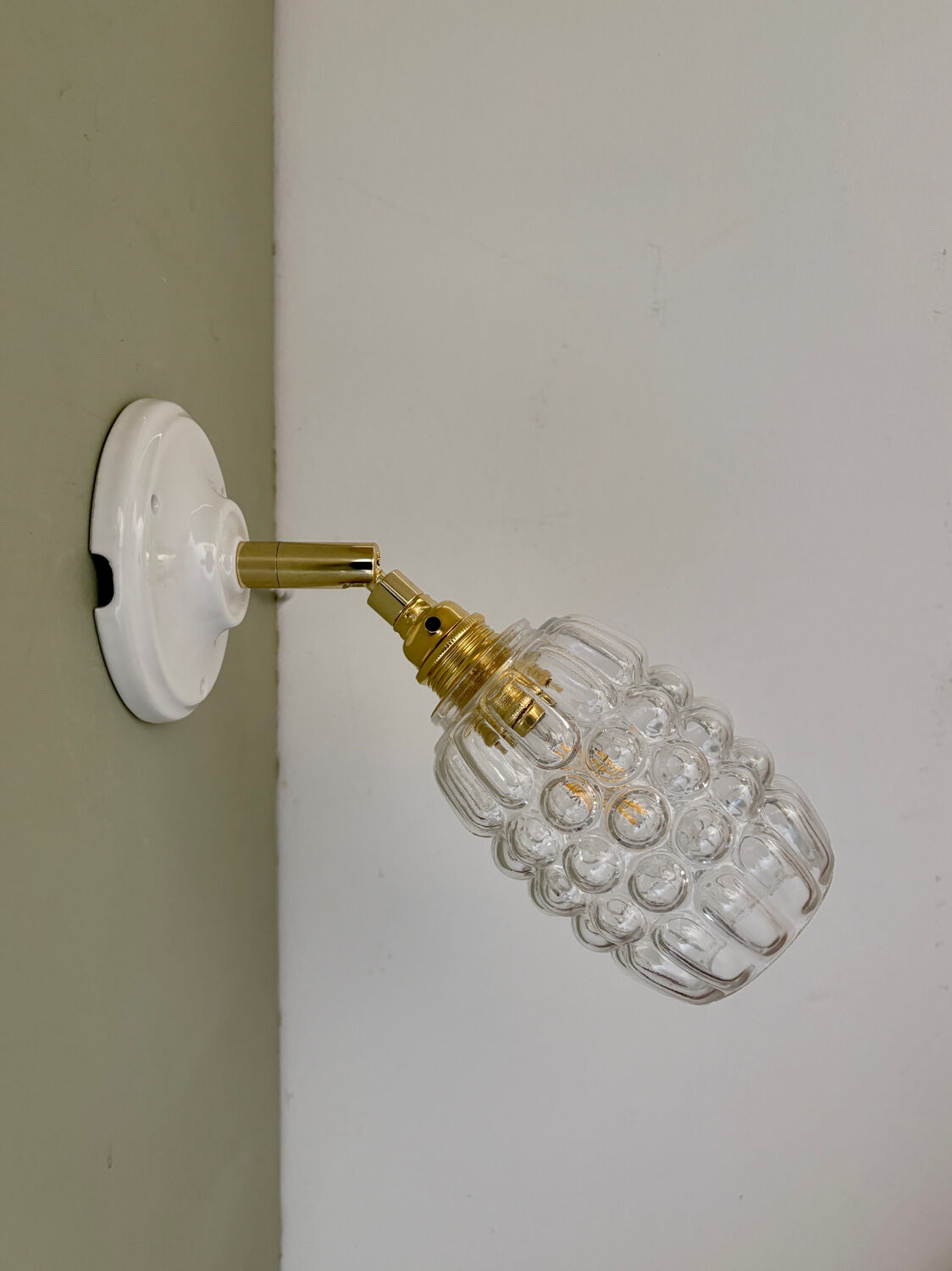 Vintage bubble glass tulip wall light